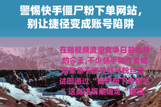 警惕快手僵尸粉下单网站，别让捷径变成账号陷阱