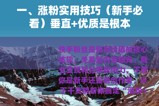 一、涨粉实用技巧（新手必看）垂直+优质是根本