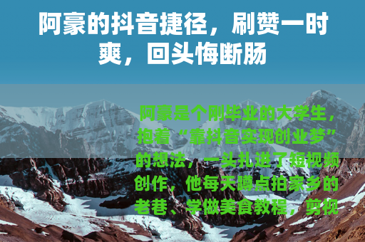 阿豪的抖音捷径，刷赞一时爽，回头悔断肠