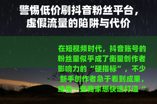 警惕低价刷抖音粉丝平台，虚假流量的陷阱与代价