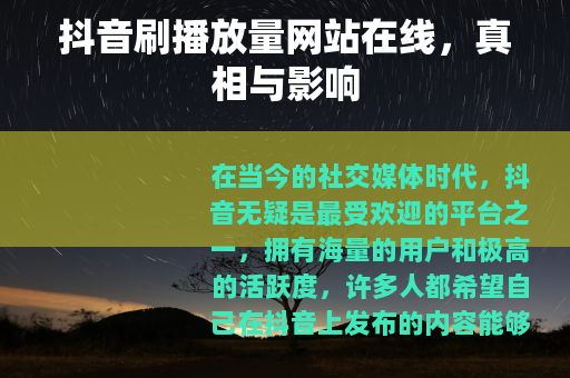抖音刷播放量网站在线，真相与影响