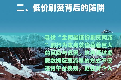 二、低价刷赞背后的陷阱