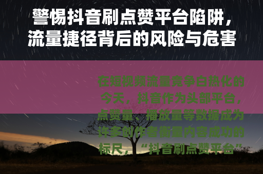 警惕抖音刷点赞平台陷阱，流量捷径背后的风险与危害