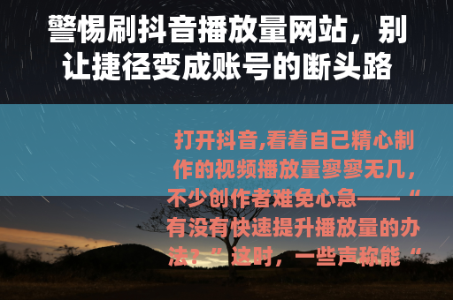 警惕刷抖音播放量网站，别让捷径变成账号的断头路