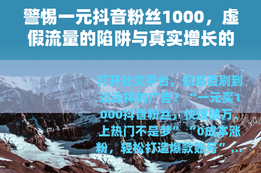 警惕一元抖音粉丝1000，虚假流量的陷阱与真实增长的价值