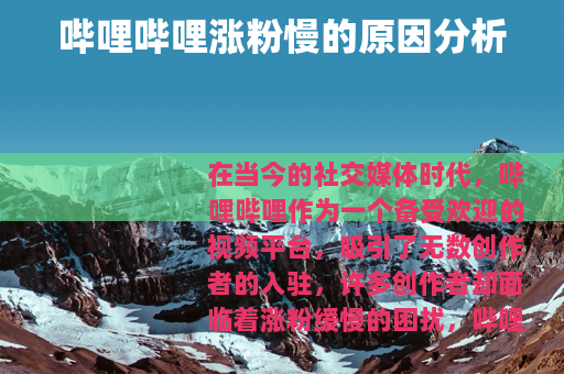 哔哩哔哩涨粉慢的原因分析