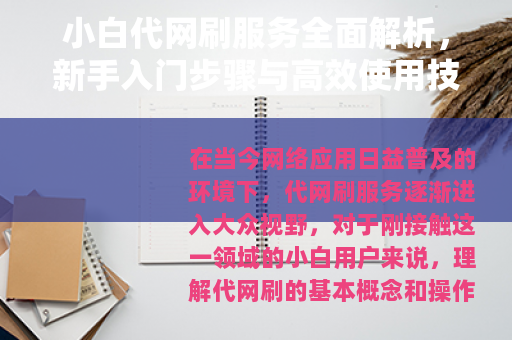 小白代网刷服务全面解析，新手入门步骤与高效使用技巧指南