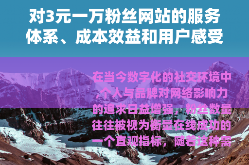 对3元一万粉丝网站的服务体系、成本效益和用户感受进行详细阐述