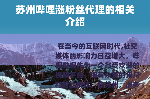 苏州哔哩涨粉丝代理的相关介绍