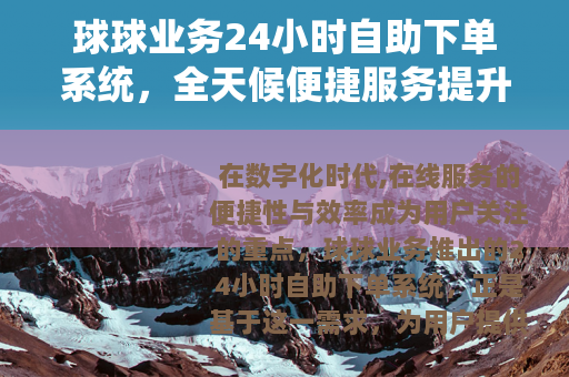 球球业务24小时自助下单系统，全天候便捷服务提升用户体验