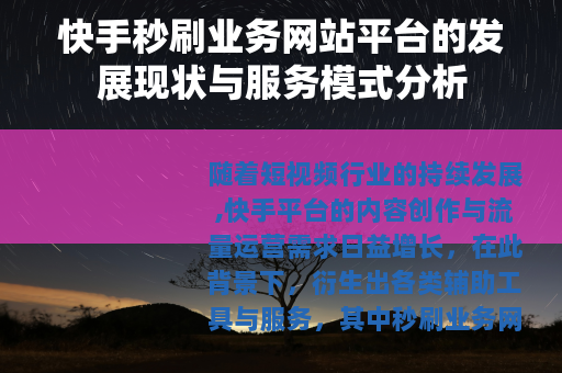 快手秒刷业务网站平台的发展现状与服务模式分析