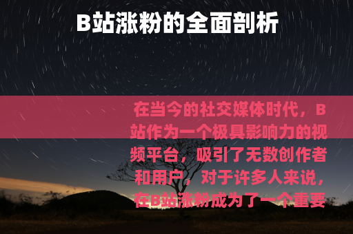B站涨粉的全面剖析