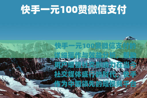快手一元100赞微信支付