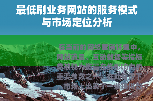 最低刷业务网站的服务模式与市场定位分析