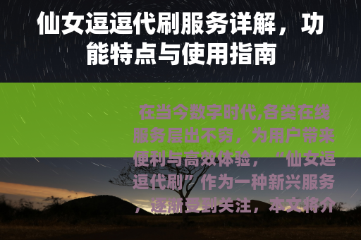 仙女逗逗代刷服务详解，功能特点与使用指南