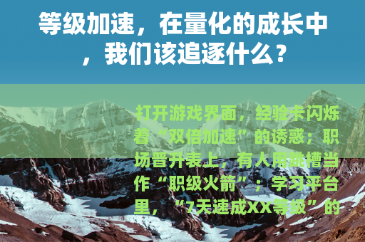 等级加速，在量化的成长中，我们该追逐什么？