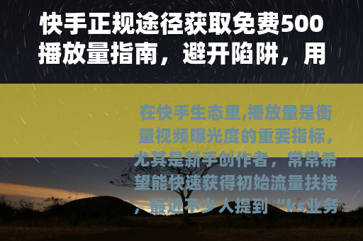 快手正规途径获取免费500播放量指南，避开陷阱，用内容赢流量