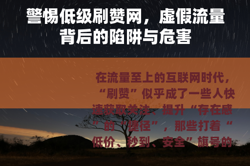 警惕低级刷赞网，虚假流量背后的陷阱与危害