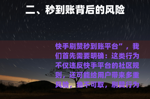 二、秒到账背后的风险