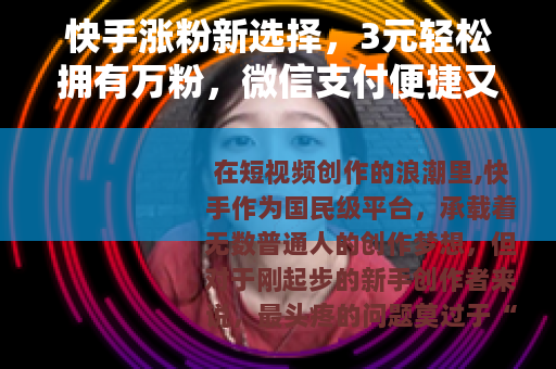 快手涨粉新选择，3元轻松拥有万粉，微信支付便捷又省心