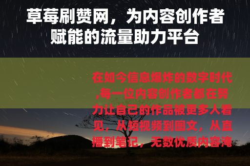 草莓刷赞网，为内容创作者赋能的流量助力平台