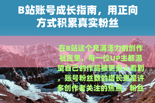 B站账号成长指南，用正向方式积累真实粉丝