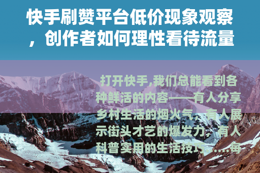 快手刷赞平台低价现象观察，创作者如何理性看待流量辅助工具