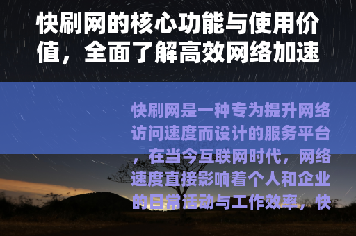快刷网的核心功能与使用价值，全面了解高效网络加速服务