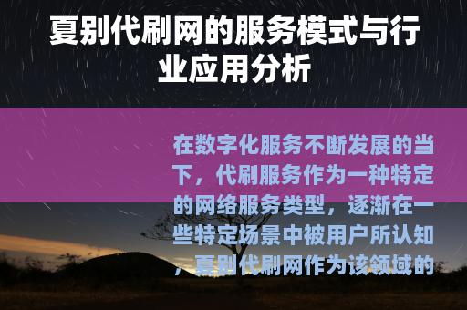夏别代刷网的服务模式与行业应用分析