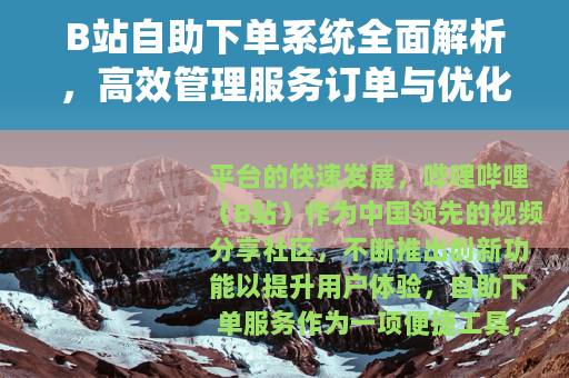 B站自助下单系统全面解析，高效管理服务订单与优化内容创作流程