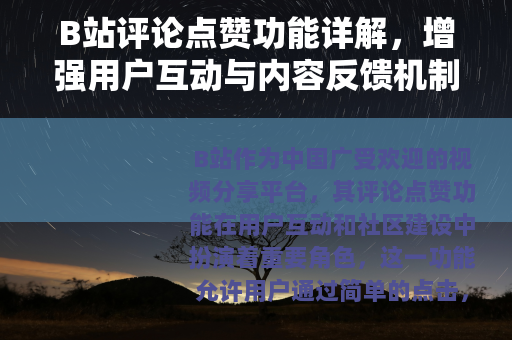 B站评论点赞功能详解，增强用户互动与内容反馈机制