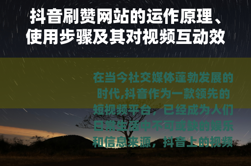 抖音刷赞网站的运作原理、使用步骤及其对视频互动效果的影响分析