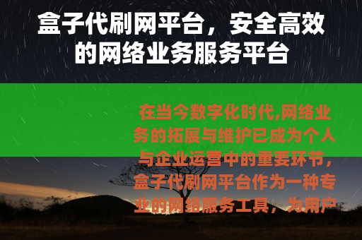 盒子代刷网平台，安全高效的网络业务服务平台