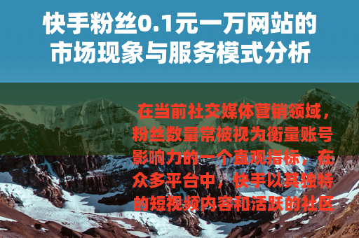 快手粉丝0.1元一万网站的市场现象与服务模式分析