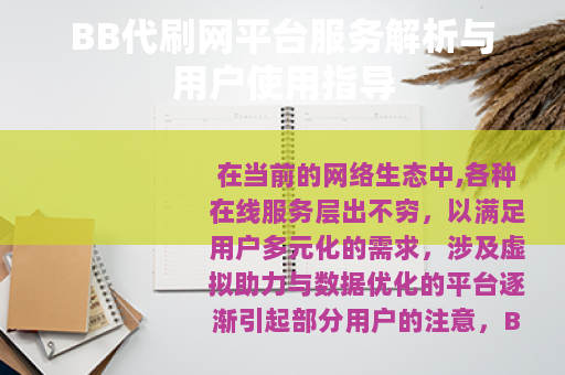 BB代刷网平台服务解析与用户使用指导