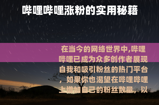 哔哩哔哩涨粉的实用秘籍