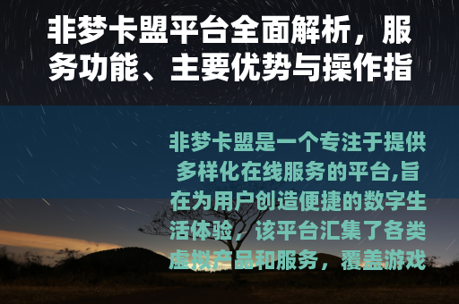 非梦卡盟平台全面解析，服务功能、主要优势与操作指南