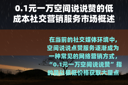 0.1元一万空间说说赞的低成本社交营销服务市场概述