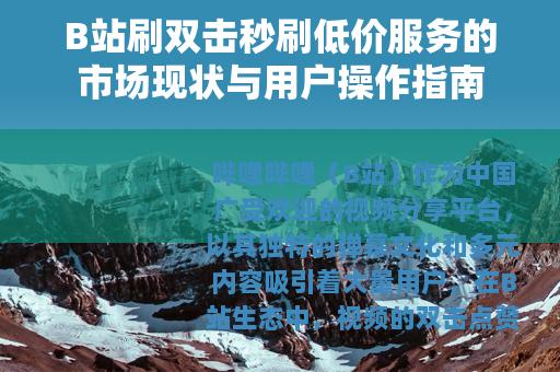 B站刷双击秒刷低价服务的市场现状与用户操作指南