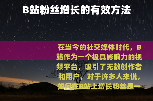 B站粉丝增长的有效方法