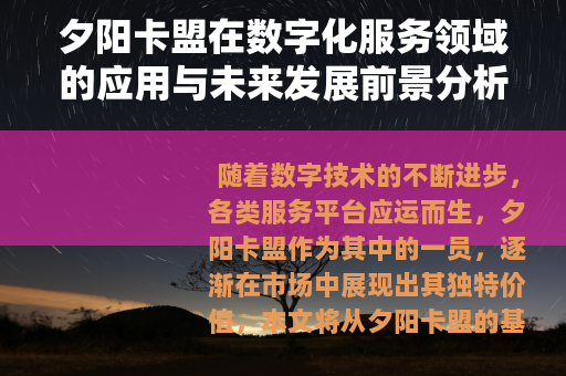 夕阳卡盟在数字化服务领域的应用与未来发展前景分析