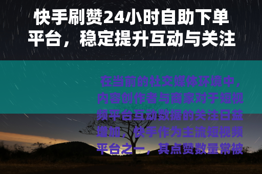 快手刷赞24小时自助下单平台，稳定提升互动与关注