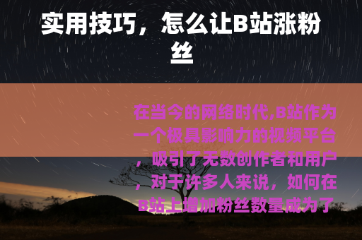 实用技巧，怎么让B站涨粉丝
