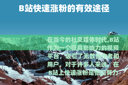 B站快速涨粉的有效途径
