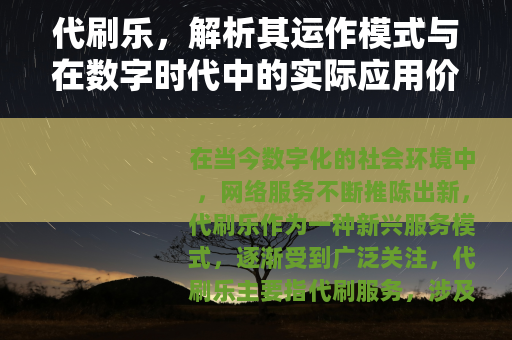代刷乐，解析其运作模式与在数字时代中的实际应用价值