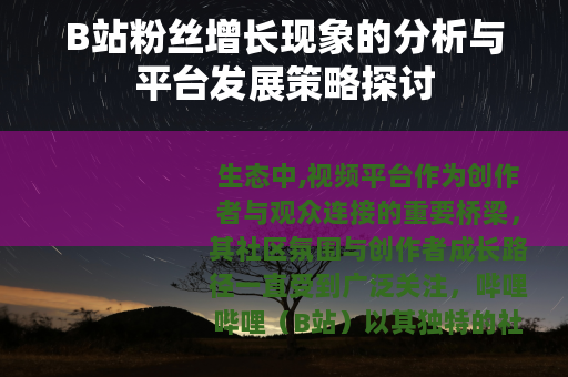 B站粉丝增长现象的分析与平台发展策略探讨