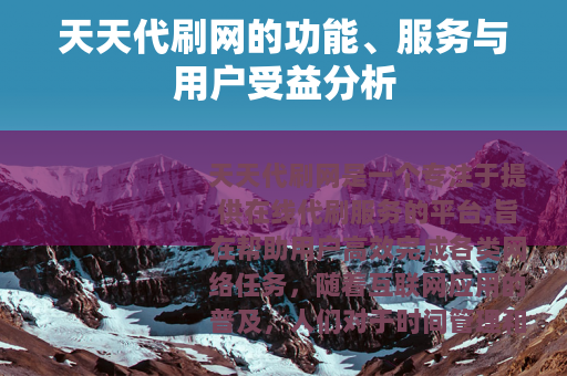 天天代刷网的功能、服务与用户受益分析