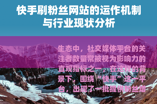 快手刷粉丝网站的运作机制与行业现状分析
