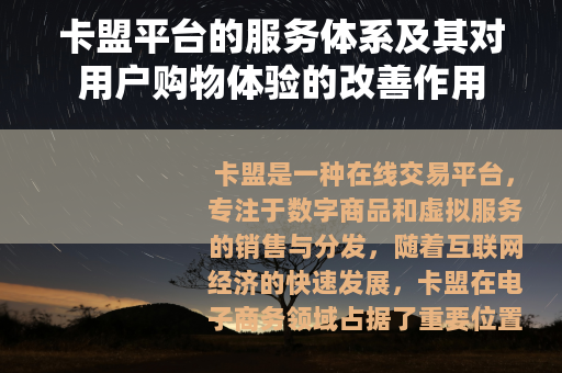 卡盟平台的服务体系及其对用户购物体验的改善作用