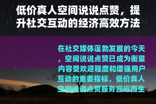 低价真人空间说说点赞，提升社交互动的经济高效方法